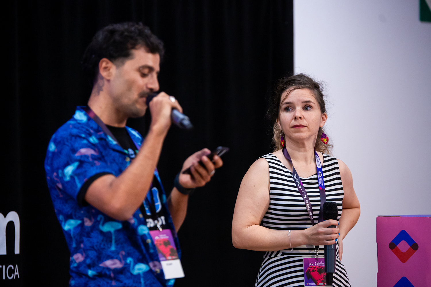 Luca Carrubba, from ArsGames and Luján Oulton, co-organizers